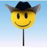 HappyBalls Cowboy Smiley Car Antenna Topper / Auto Dashboard Accessory 